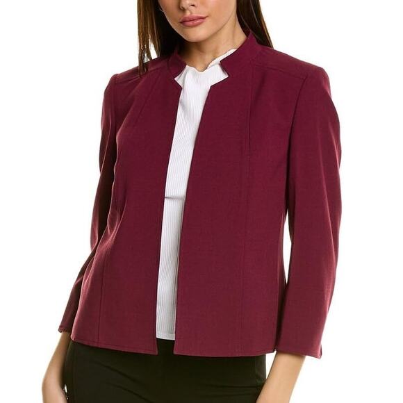 Anne Klein Women's Crepe Open Front Cropped Jacket Chianti Size 10 - Picture 1 of 10